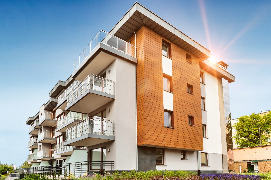 Full length view of rental apartment business