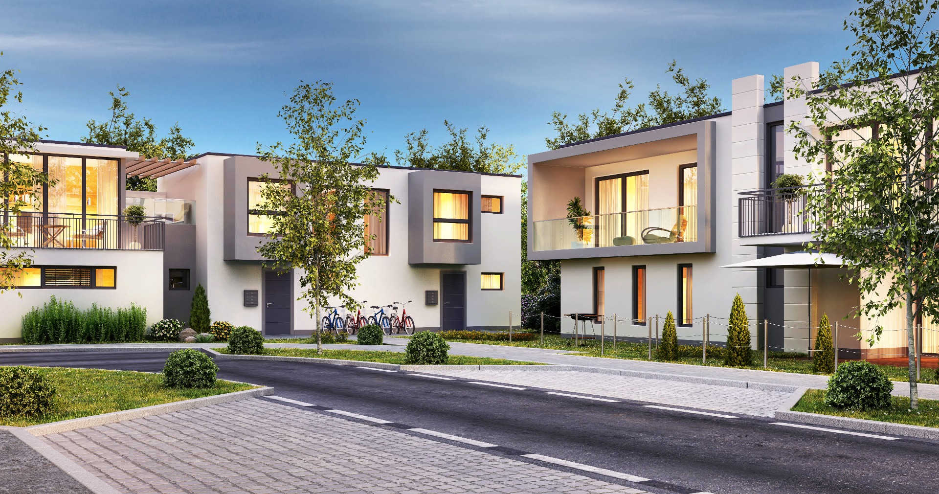 Straße mit modernen Häusern