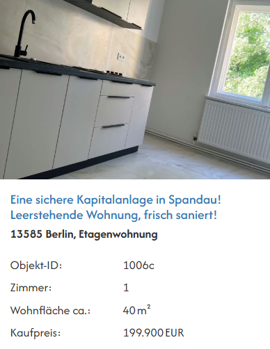 Helle, frisch sanierte Wohnung in Berlin mit modernen Einbauküchenmöbeln