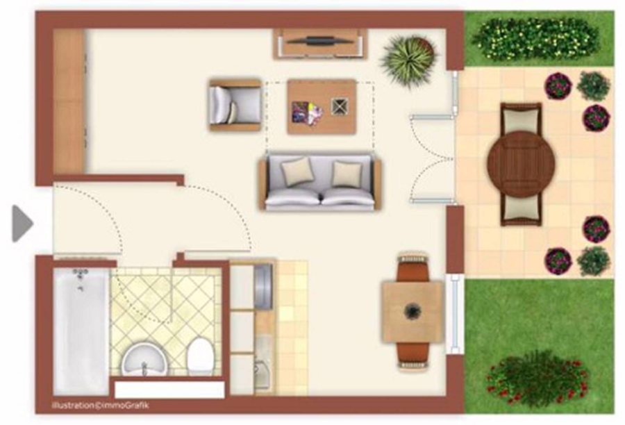 7.7 - Vermietete 1 Zimmer-Wohnung mit Terrasse und Stellplatz